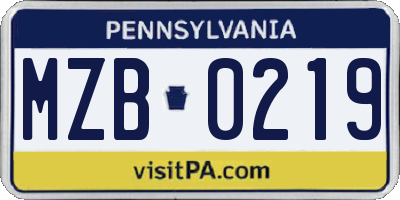 PA license plate MZB0219