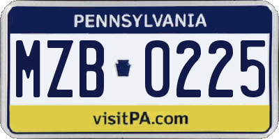 PA license plate MZB0225