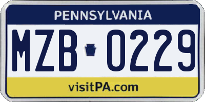 PA license plate MZB0229