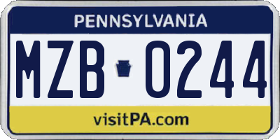 PA license plate MZB0244