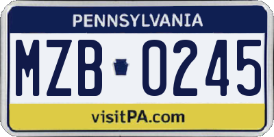PA license plate MZB0245