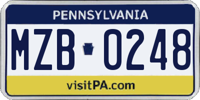 PA license plate MZB0248
