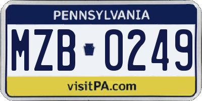 PA license plate MZB0249