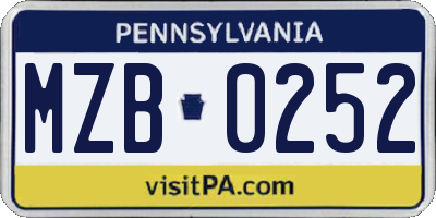 PA license plate MZB0252