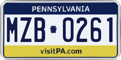 PA license plate MZB0261