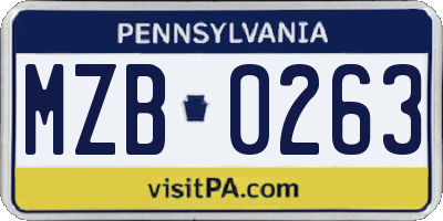 PA license plate MZB0263