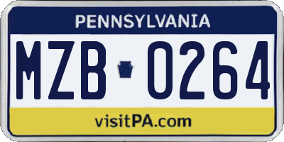 PA license plate MZB0264