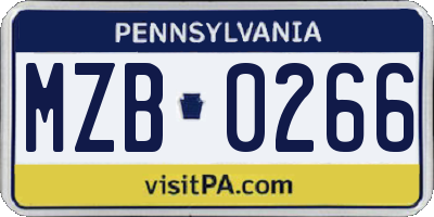 PA license plate MZB0266