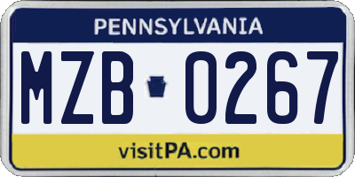 PA license plate MZB0267