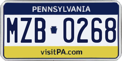 PA license plate MZB0268