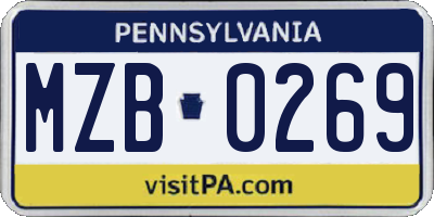 PA license plate MZB0269