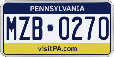 PA license plate MZB0270