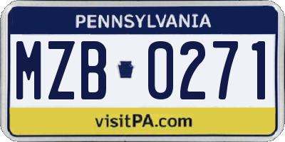 PA license plate MZB0271