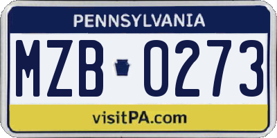 PA license plate MZB0273