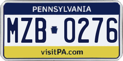 PA license plate MZB0276