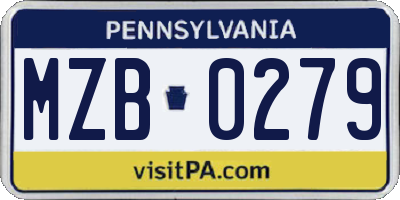 PA license plate MZB0279