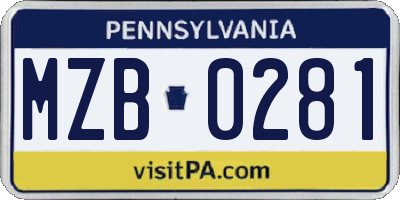 PA license plate MZB0281