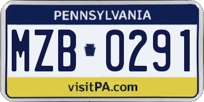 PA license plate MZB0291