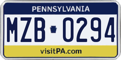 PA license plate MZB0294
