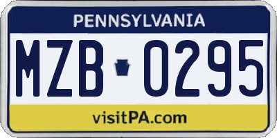 PA license plate MZB0295
