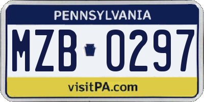 PA license plate MZB0297