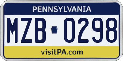 PA license plate MZB0298
