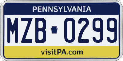 PA license plate MZB0299