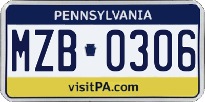 PA license plate MZB0306