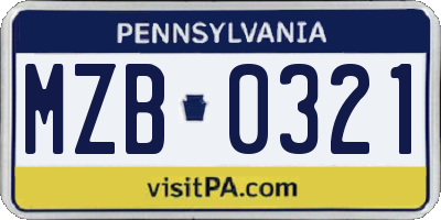 PA license plate MZB0321