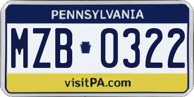 PA license plate MZB0322