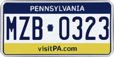 PA license plate MZB0323