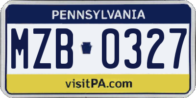 PA license plate MZB0327