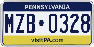 PA license plate MZB0328