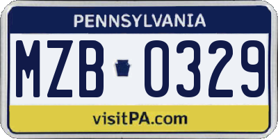PA license plate MZB0329