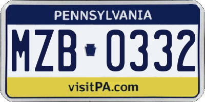 PA license plate MZB0332