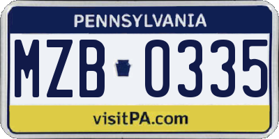PA license plate MZB0335