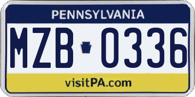 PA license plate MZB0336