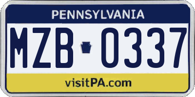 PA license plate MZB0337