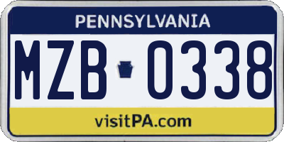 PA license plate MZB0338