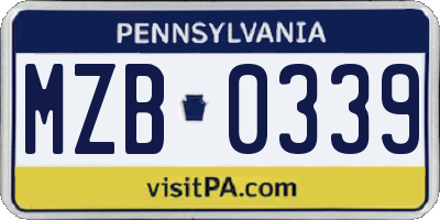 PA license plate MZB0339