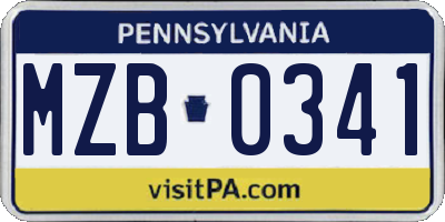 PA license plate MZB0341
