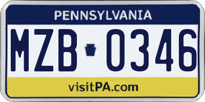 PA license plate MZB0346