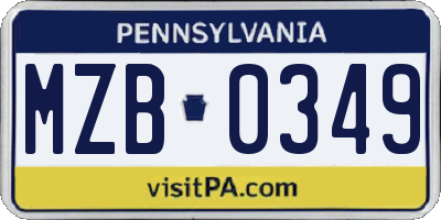 PA license plate MZB0349