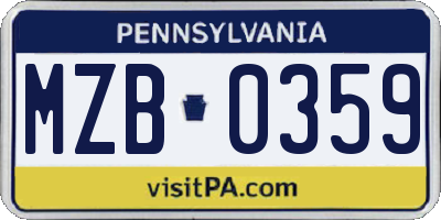 PA license plate MZB0359