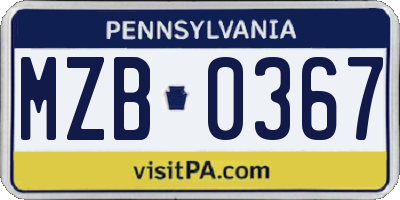 PA license plate MZB0367