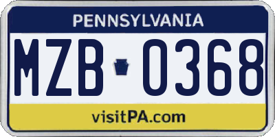 PA license plate MZB0368