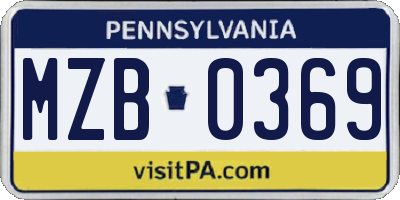 PA license plate MZB0369