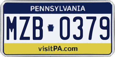 PA license plate MZB0379