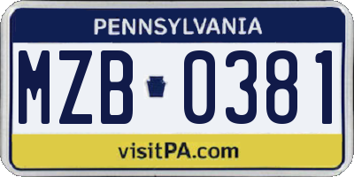 PA license plate MZB0381