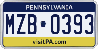 PA license plate MZB0393
